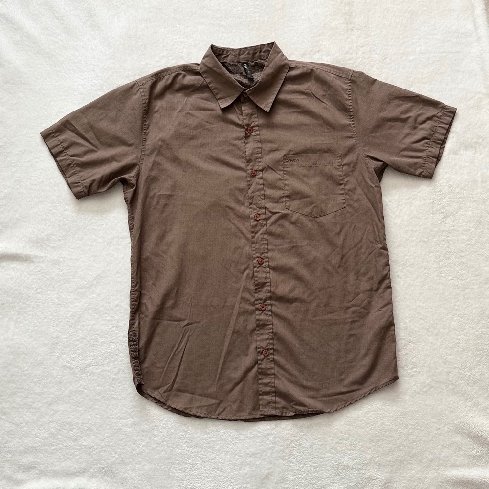 RVCA Brown Casual Button Down Shirt